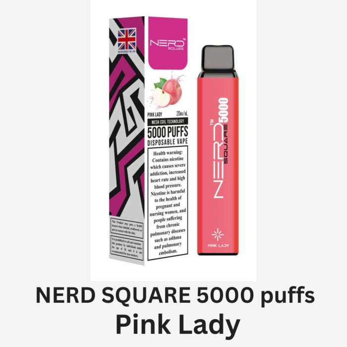NERD SQUARE 5000 puffs Disposable Vape Pink Lady 1200x1200 1