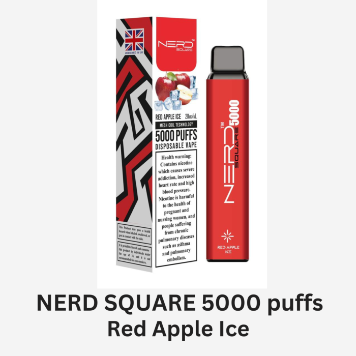 NERD SQUARE 5000 puffs Disposable Vape Red Apple Ice 1200x1200 1