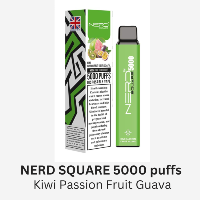 NERD SQUARE 5000 puffs Disposable Vape kiwi passion fruit Guava 1200x1200 1