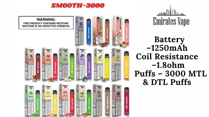 NEW SMOOTH 3000 PUFFS DISPOSABLE VAPE IN UAE