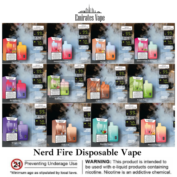 Nerd Fire 8000 Vape Disposable Puffs 2% Nicotine